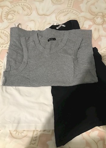 Gri Kadın Pamuklu Bisiklet Yaka Tişört - Görsel 4