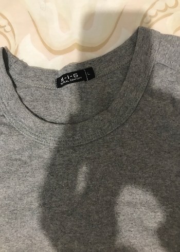 Gri Kadın Pamuklu Bisiklet Yaka Tişört - Görsel 2