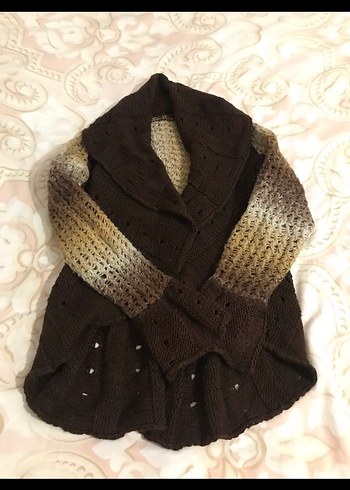 Kadın Kahverengi Örgü Midi Hırka - Görsel 2