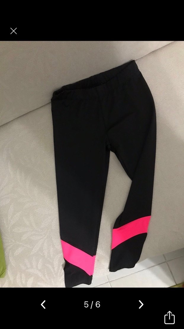 Kadın Siyah Pembe Spor Tayt - Görsel 5