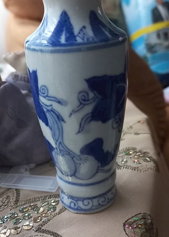  Beden Vintage,Desenli Küçük Seramik Vazo