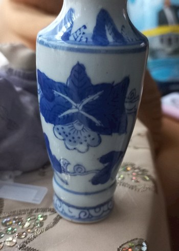  Beden mavi Renk Vintage,Desenli Küçük Seramik Vazo