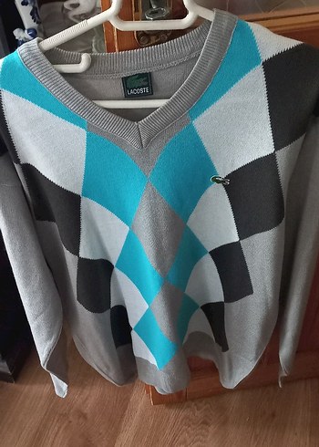 Lacoste Erkek Gri V Yaka Triko Kazak