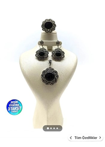 gümüş oltu taşı 925 ayar set - Görsel 5