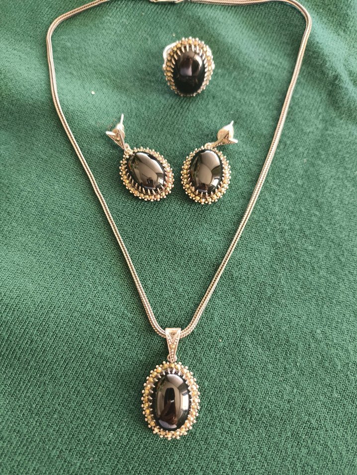 gümüş oltu taşı 925 ayar set - Görsel 2