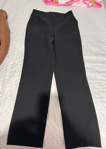 Siyah Kadın Kumaş Pantolon Midi Boy - Görsel 3