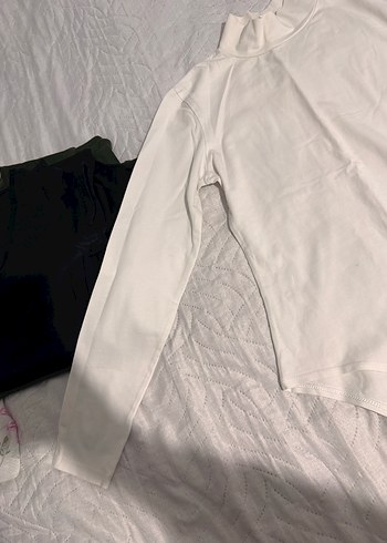 Beyaz Kadın Uzun Kollu Boğazlı Çıtçıtlı bluz body - Görsel 2