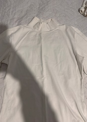 Beyaz Kadın Uzun Kollu Boğazlı Çıtçıtlı bluz body - Görsel 4