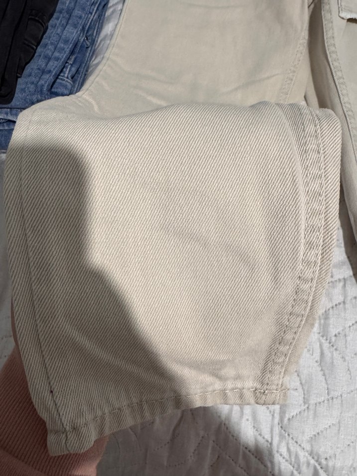 Bej Kadın Kemerli Mom jean kot - Görsel 3