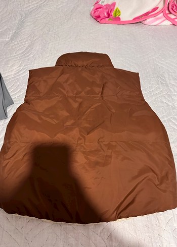 Kahverengi ve krem çift taraflı Kadın Yelek - Görsel 2