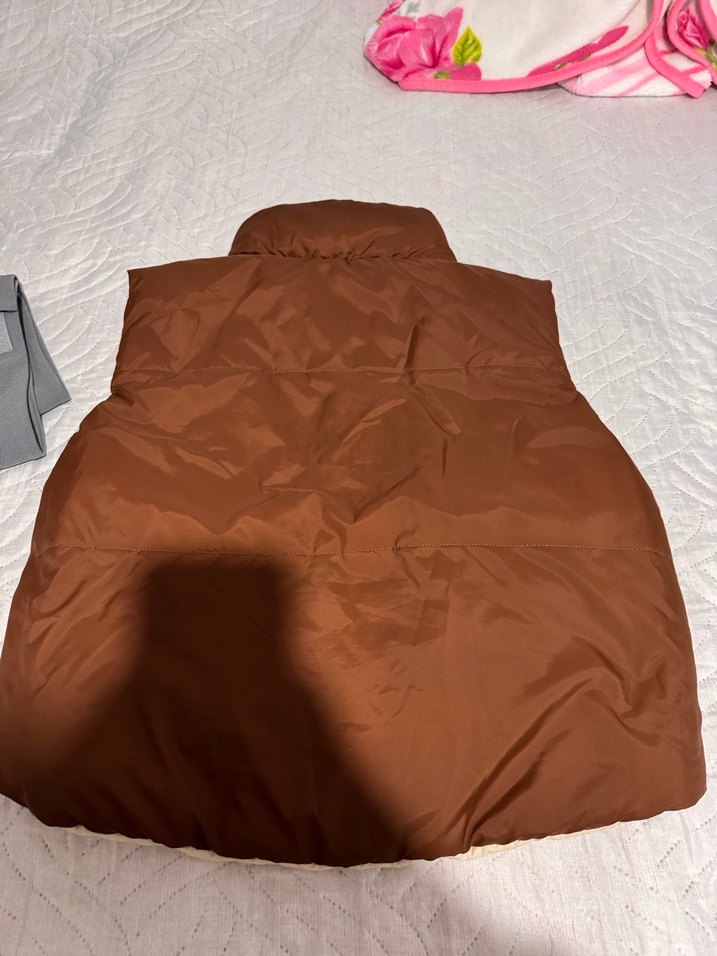 Kahverengi ve krem çift taraflı Kadın Yelek - Görsel 2