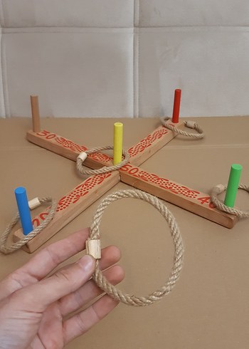 Renkli Halka Atma Oyunu Ahşap Eğitim Oyuncağı
