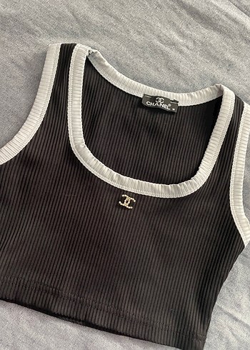 m Beden siyah Renk Siyah Beyaz Mini Crop Top