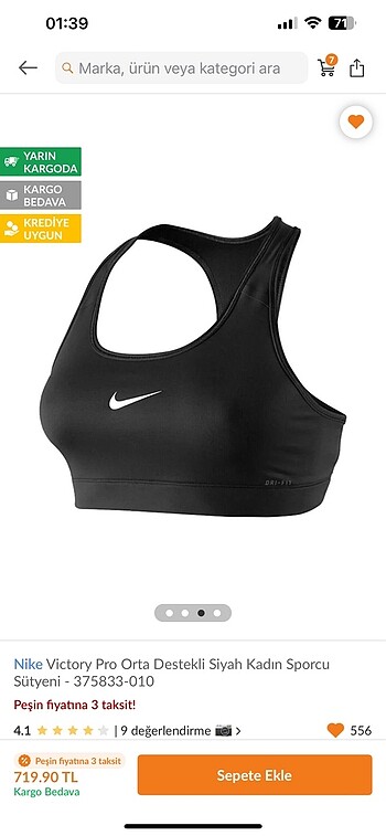 Nike Nike spor sütyen