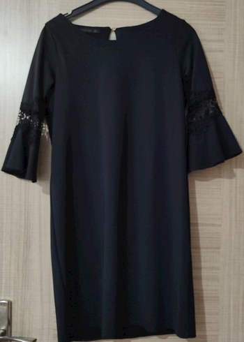 Siyah Midi Goth Ofis Elbisesi