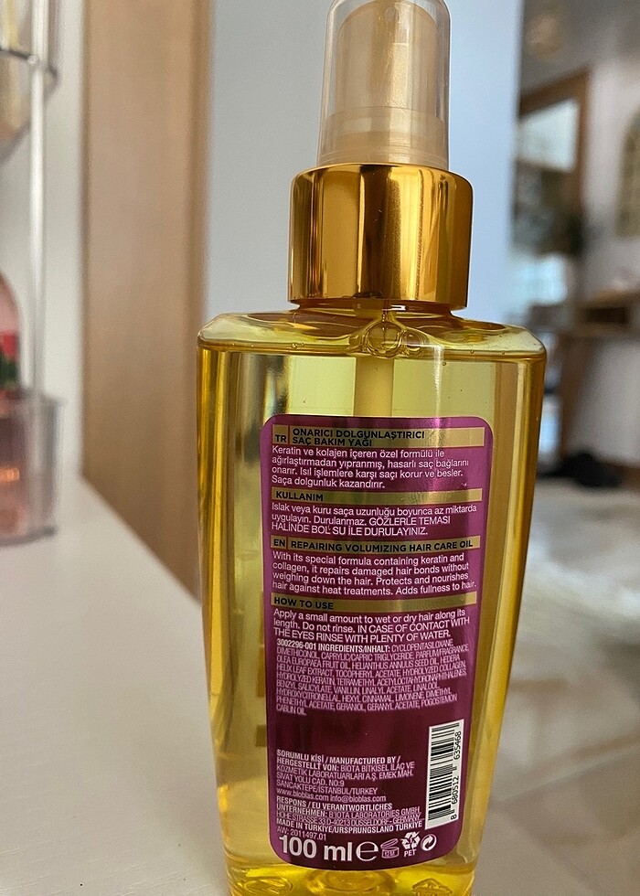 Keratin & Kolajen Onarıcı Dolgunlaştırıcı Saç Bakım Yağı 100 Ml - Görsel 2