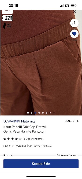 m Beden LCW hamile pantolonu