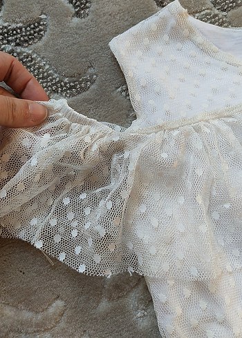 11-12 Yaş Beden beyaz Renk Beyaz Bohem Nakışlı Straplez Kız Elbise