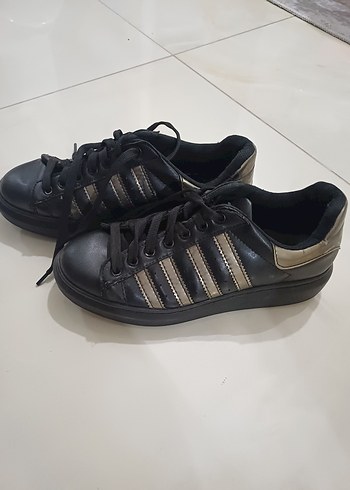 Siyah Çizgili  Kadın Spor Ayakkabı - Görsel 2