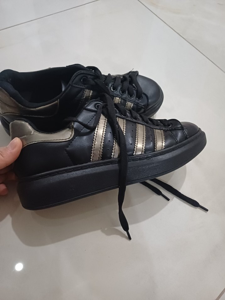 Siyah Çizgili  Kadın Spor Ayakkabı - Görsel 5