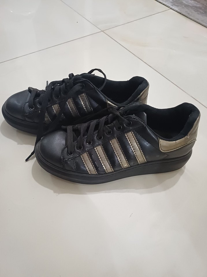 Siyah Çizgili  Kadın Spor Ayakkabı - Görsel 2