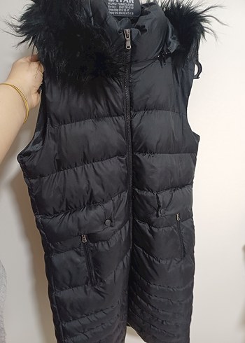 Siyah Uzun Kürklü Kadın Yelek - Görsel 3