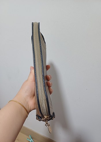 Bej Deri Fermuarlı Kadın Çanta - Görsel 4