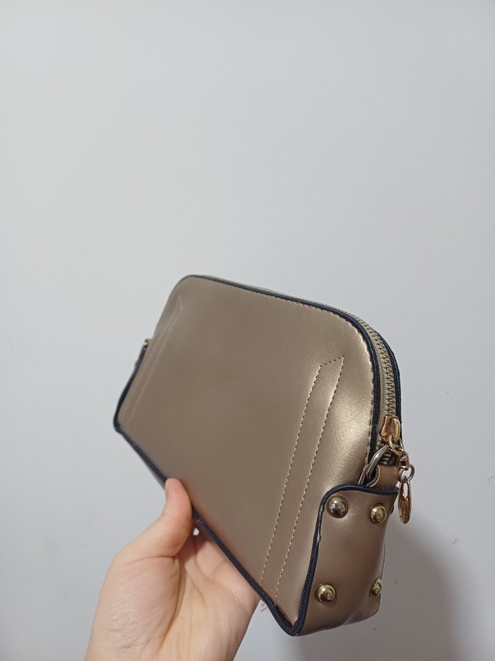 Bej Deri Fermuarlı Kadın Çanta - Görsel 2