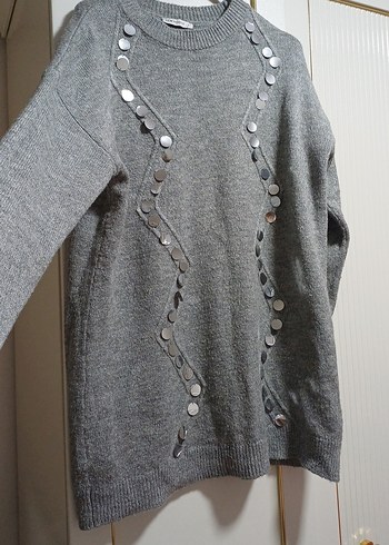 Gri Triko Kadın Kazak - Görsel 3