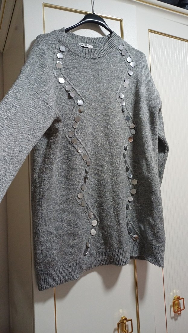 Gri Triko Kadın Kazak - Görsel 3