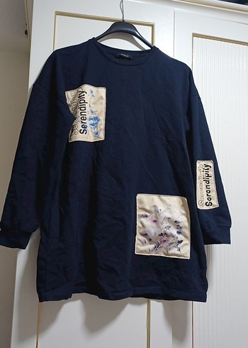 Lacivert Kadın Sweatshirt - Görsel 3