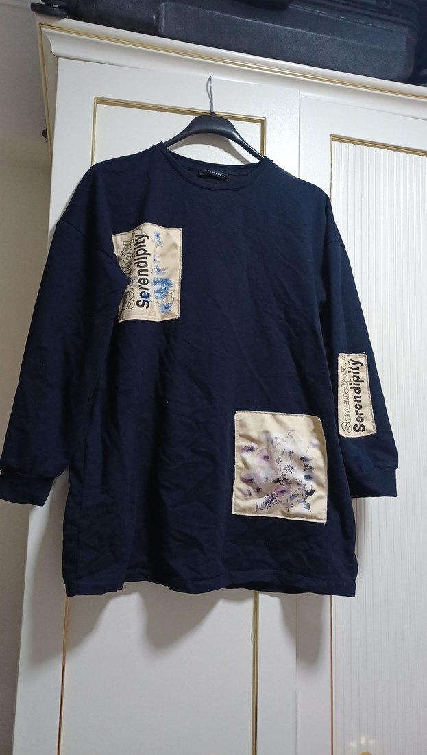 Lacivert Kadın Sweatshirt - Görsel 3