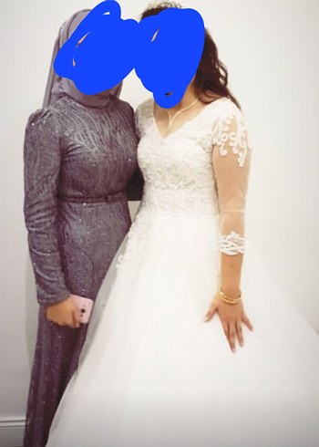 Gri Uzun Kollu simli Elbise - Görsel 7