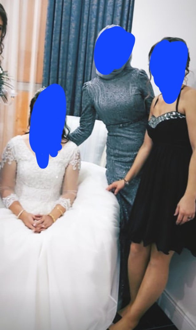 Gri Uzun Kollu simli Elbise - Görsel 4