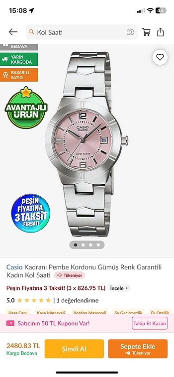 Casio Sorunsuz çap 5 buçuk cm