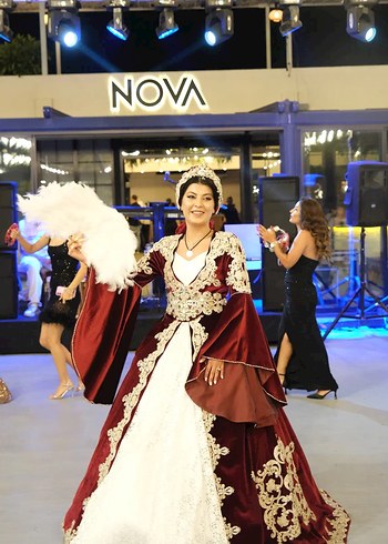 Bordo Kadife Kadın Bindallı Gelinlik - Görsel 2