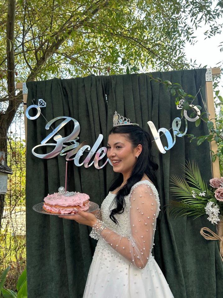 Uzun Kollu Transparan Beyaz Midi Nişan  Bride Elbisesi - Görsel 3