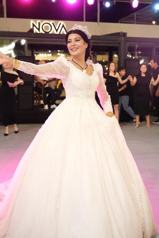 Uzun Kollu Beyaz Prenses Gelinlik - Görsel 5