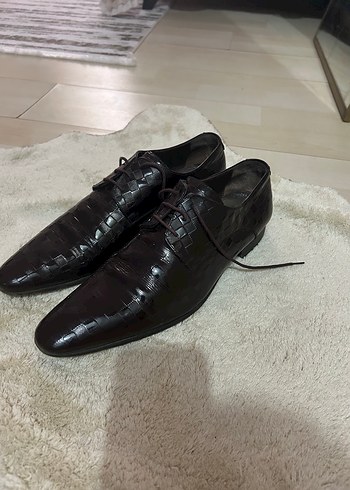 43 Beden bordo Renk Bordo Deri Yılan Desenli Klasik Erkek Ayakkabı