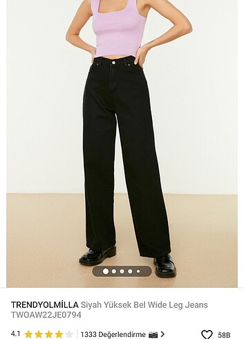 Trendyolmilla Kadın Siyah Wide Leg Jean