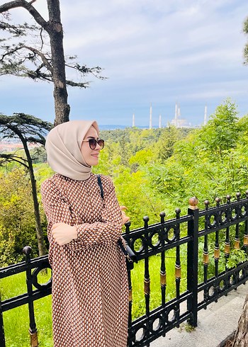 Bohem Tarz Uzun Kahverengi Bağlamalı Elbise