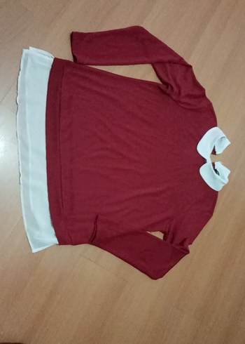 Bordo Uzun Kollu Triko Kadın Kazak