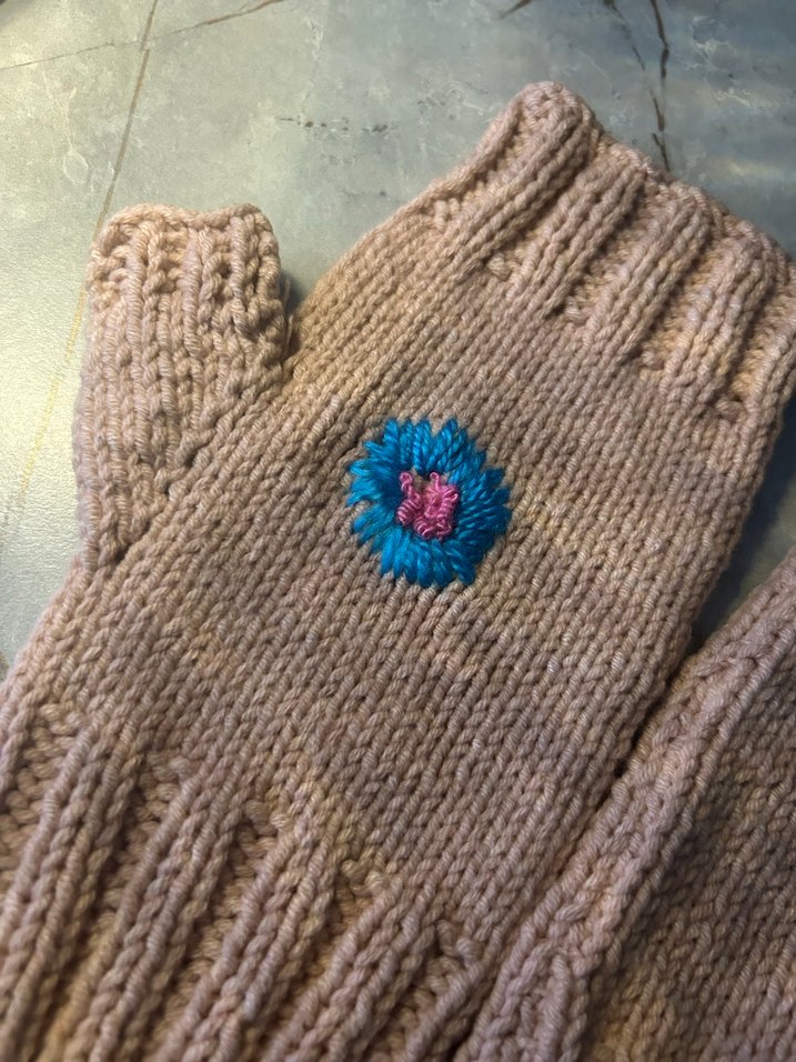 Bej Örgü Bohem Kadın Eldiveni - Görsel 3