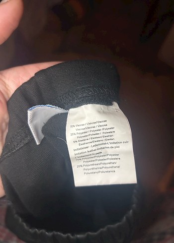 Büyük beden Ön kısmı deri arka kısmı penye Tayt - Görsel 5