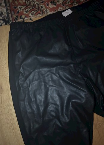 Büyük beden Ön kısmı deri arka kısmı penye Tayt - Görsel 2