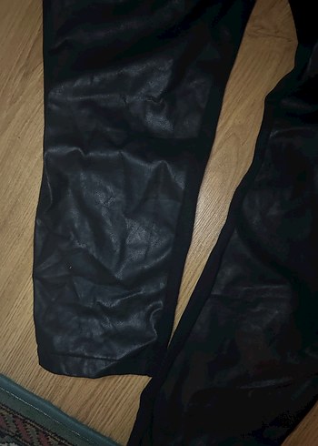 Büyük beden Ön kısmı deri arka kısmı penye Tayt - Görsel 3