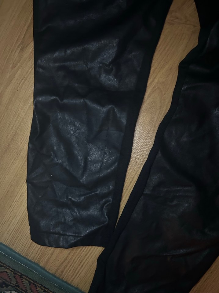 Büyük beden Ön kısmı deri arka kısmı penye Tayt - Görsel 3