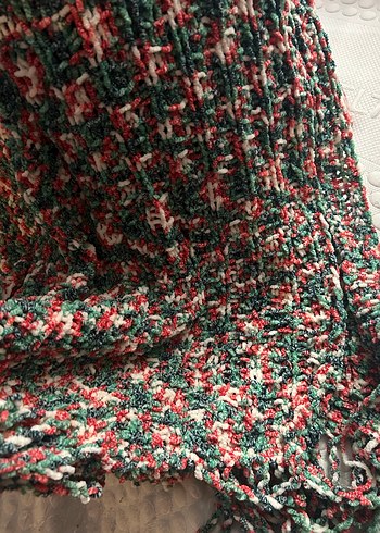 Renkli püsküllü yumuşacık Örgü Şal - Görsel 3