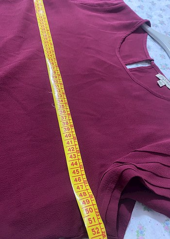 Bordo Pilili Kısa Kollu Kadın Bluz - Görsel 4