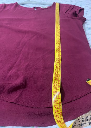 Bordo Pilili Kısa Kollu Kadın Bluz - Görsel 5